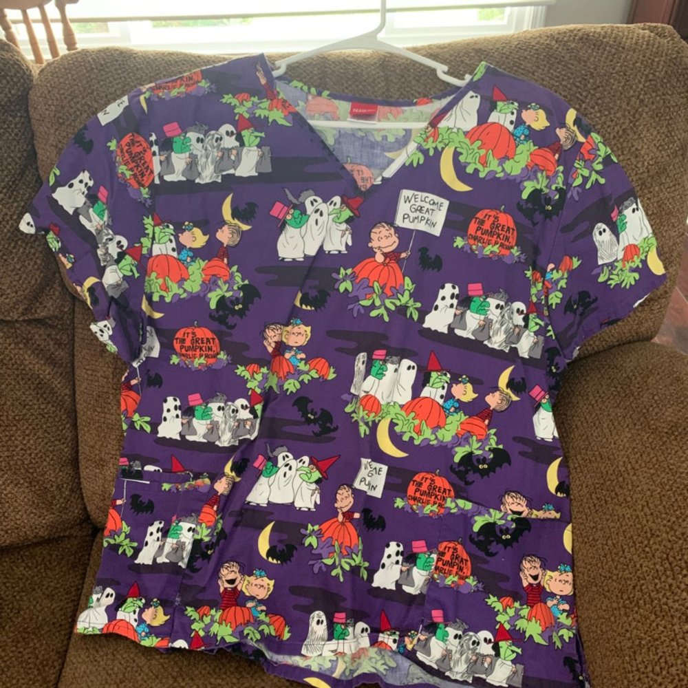 Charlie Brown Halloween Scrub Top